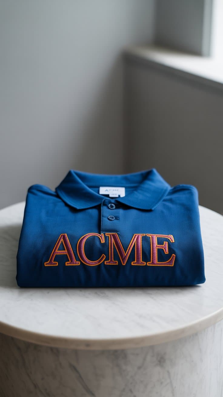 Polo shirt featuring a bold oversized embroidered logo
