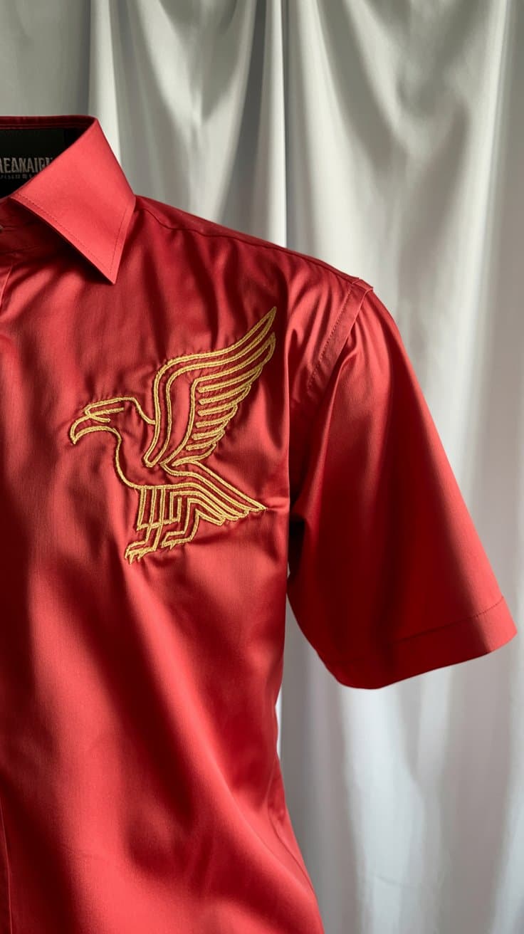 Embroidered shirt featuring a detailed eagle design