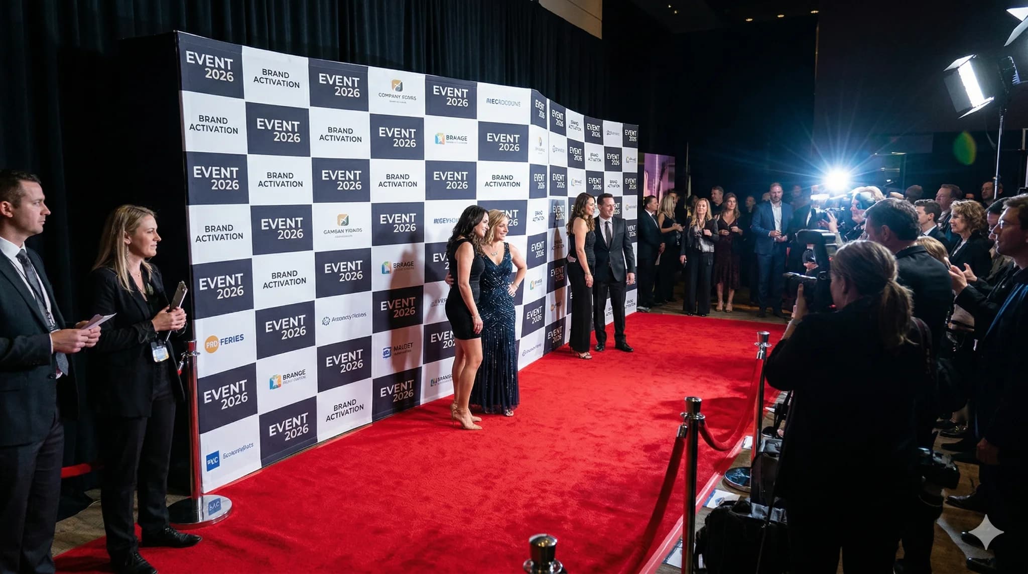 Step and repeat fabric backdrop for events and photo opportunities